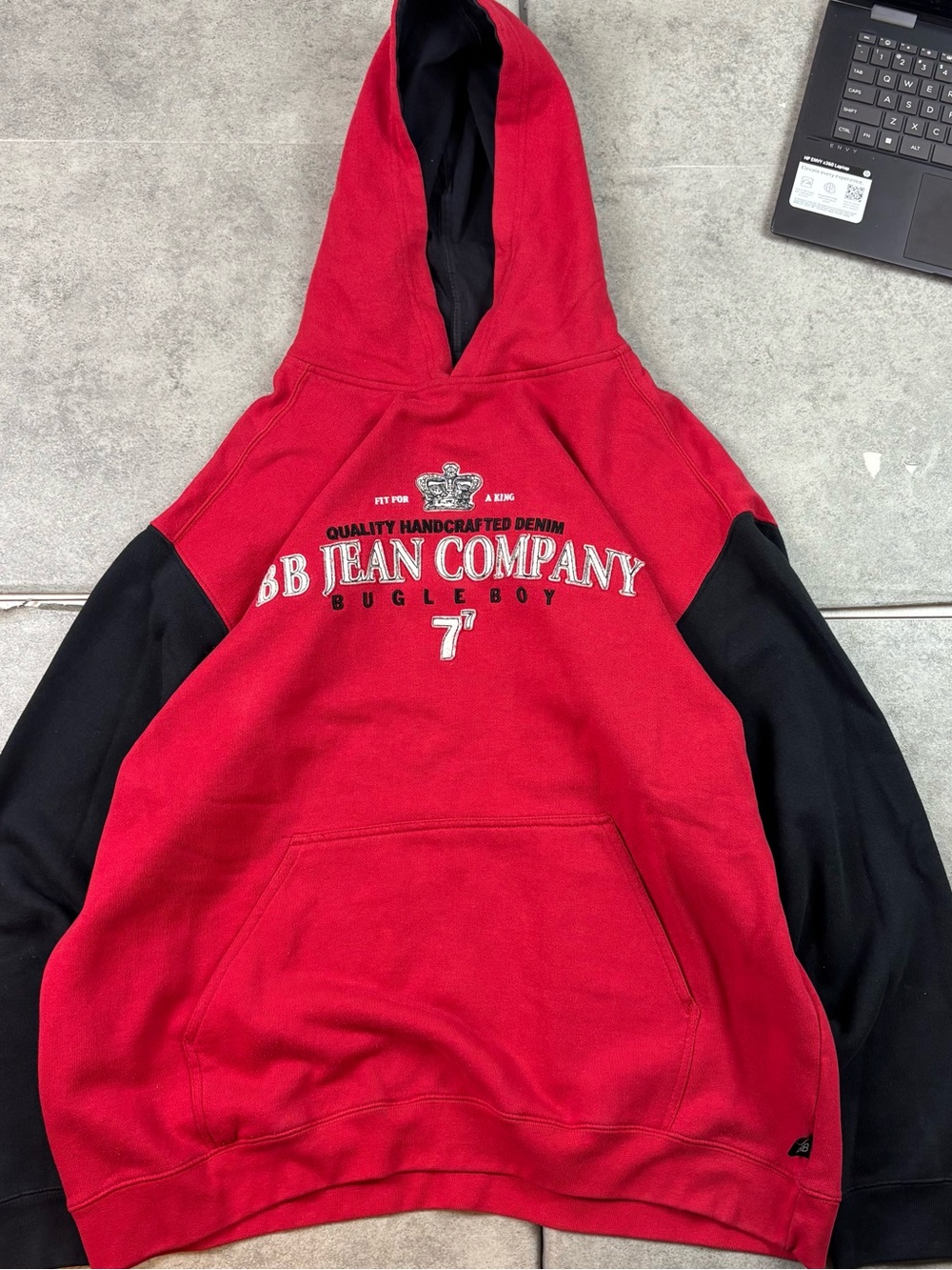 Vintage red bugle boy jean company hoodie